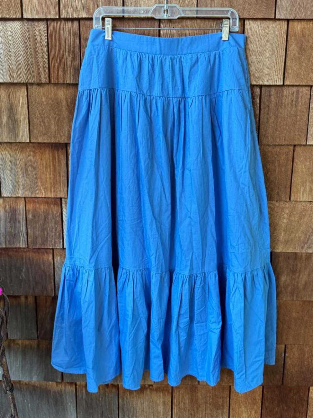 NWT Abercrombie & Fitch Blue Poplin Tiered Maxi Skirt in Women's Large - Picture 2 of 14